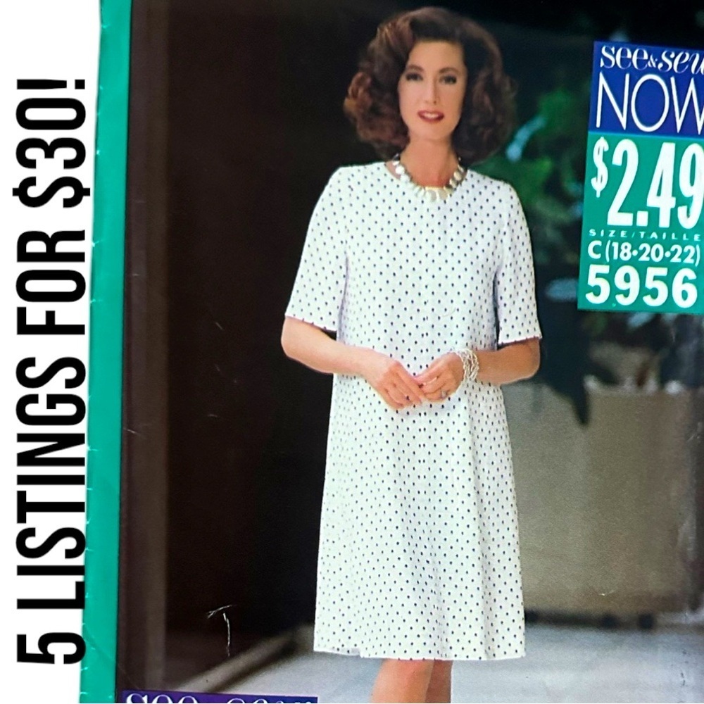 Butterick See&Sew Sewing Pattern 5956 Dress Size C (18-22)